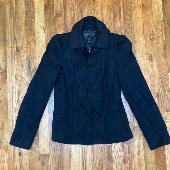 INC  Black Ruffle Jacket - Picture 2 of 6